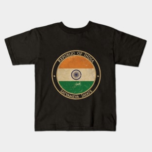 Vintage Republic of India Asia Asian Flag Kids T-Shirt